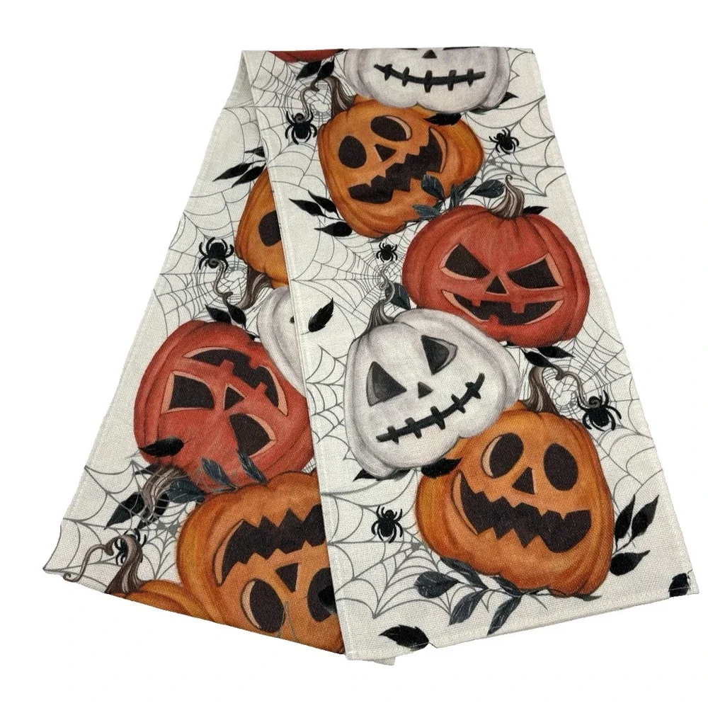 Halloween  Table Runner Featuring Pumpkins and Spiders 106